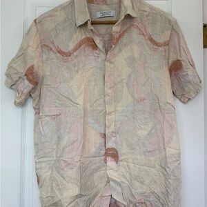 Primark Men's Shirt in Cream and Pink